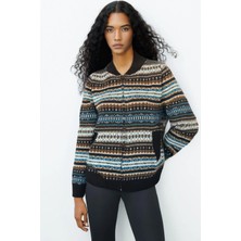 Centilmen Desen Hakim Yaka Jakarlı Yün Hırka 25102