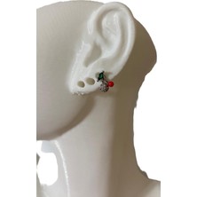 Taşlı Kiraz Tasarım Tragus Helix Pearsing Kıkırdak Küpe (Hediyeli)