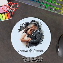 Vuao Kişiye Özel Fotoğraflı ve Isimli Yuvarlak Mouse Pad 19.5 Cm, Kaymaz Taban - Baskılı Mousepad