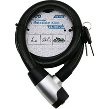 Go İthalat Anahtarlı Metal Kaplama Kafa Çek-It Kilit Kapak Motor - Bisiklet Kilit Çelik Tel Siyah Şeffaf Kılıf 24MMX100CM (5273)