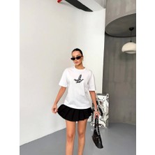 ModaSize Kısa Kol Baskılı T-Shirt - Beyaz