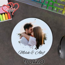 Vuao Kişiye Özel Fotoğraflı ve Isimli Yuvarlak Mouse Pad 19.5 Cm, Kaymaz Taban - Baskılı Mousepad