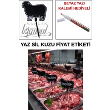Manken İstanbul Yazı Kalemli 10 Adet Yaz Sil Mini Boy Saplamalı Kuzu  Etiketi Kasap Etiketi
