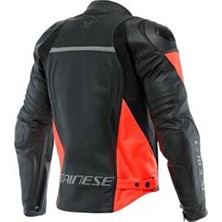 Dainese Racing 4 Deri Ceket Siyah/Fluo-Kırmızı Su Geçirmez Özellikli Motosiklet Aksesuarı