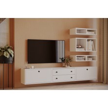 Nettrends 2 Kapak 2 Çekmeceli Minimal Televizyon Konsolu | Çok Bölmeli Modüler Tv Ünitesi KBR-TVT-1009