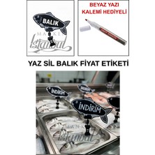 Manken İstanbul Yazı Kalemli 20 Adet Yaz Sil Mini Boy Mandallı Balık  Etiketi Kasap Etiketi Kasap Tezgah Etiket