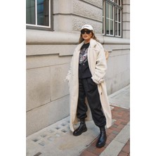 Vladivosto Süper Yüksek Bel Kadın Oversize Eşofman Altı Pamuklu Düz Tasarım İlkbahar - Sonbahar - Kış