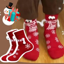 Mıknatıslı El Ele Tutuşan Noel Çorabı – Kırmızı