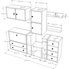 Nettrends 5 Kapak 6 Çekmeceli Çok Amaçlı Dolap | Yüksek Kapasiteli ve Fonksiyonel Modül KBR-ÇA-D-1023