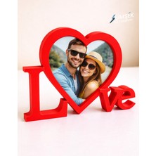 Şimşek 3D Love Dekoratif Kırmızı Fotoğraf Çerçevesi & Fotoğraf Kesme Kalıbı -  (18X9CM)