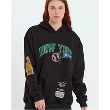 ModaSize Baskılı Kapüşonlu Sweatshirt - Siyah