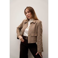 Maldia Kadın Kazayağı  Desenli Blazer Ceket