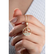 Zilvana 925 Ayar Taşlı Gümüş Balık Kolye