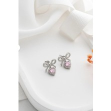 Zilvana 925 Ayar Gümüş Fiyonk Detaylı Kalp Küpe