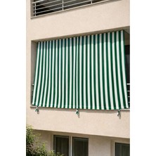 Branda Noktası Kornişli Balkon Perdesi 300 Gr/m² Pamuklu Kumaş Bağcıklı Yan ve Alt Sabitlemeli Dış Mekân Perdesi