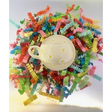 Prehistorik Dükkan Kabartma Papatya Desenli ve Tabaklı Fincan