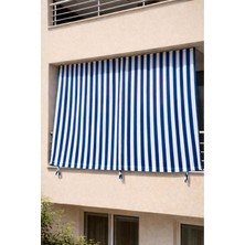 Branda Noktası Kornişli Balkon Perdesi 300 Gr/m² Pamuklu Kumaş Bağcıklı Yan ve Alt Sabitlemeli Dış Mekân Perdesi