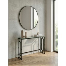 Todek Home Zenit Modern Metal Ayaklı Temperli Cam Dresuar- Salon Antre Dekoratif Metal Konsol