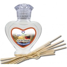 Aşk-ı Sermest Toptan Aşkın Şarabı Çiçek Aromalı Bambu Çubuklu Oda Kokusu Reed Diffuser Ortam Kokusu Parfüm, Kalp Şişe, 60 mL, 5 Adet