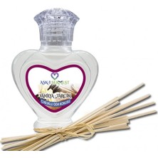 Aşk-ı Sermest Toptan Çikolata&Coconut Aromalı Bambu Çubuklu Oda Kokusu Reed Diffuser Ortam Kokusu Parfüm, Kalp Şişe, 60 mL, 10 Adet