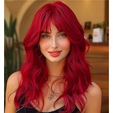 Aura Peruk Kızıl Perçemli Geniş Dalgalara Sahip Kısa Modelimiz