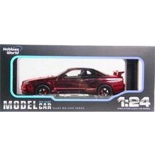 Hobbiez World Nissan Skyline Gt-R R34 Shinny Colors Koyu Kırmızı 1/24 Model Araba