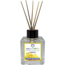 Aşk-ı Sermest Toptan Mango Aromalı Bambu Çubuklu Oda Kokusu Reed Diffuser Ortam Kokusu Parfüm, Küp Şişe, 120 mL, 10 Adet