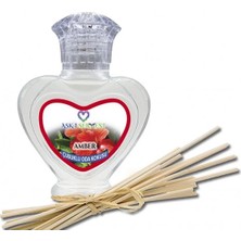 Aşk-ı Sermest Toptan Hindistan Cevizi&Yasemin Aromalı Bambu Çubuk Oda Kokusu Parfüm, Kalp Şişe, 60ml, 10 Ad