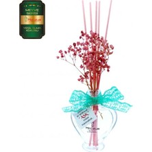 Aşk-ı Sermest Toptan Meczub Meyve Serisi Yeşil Elma Kokulu 10 x 60 ml Kalp Şişe Bambu Çubuklu Ortam Kokusu Reed Diffuser Oda Kokusu
