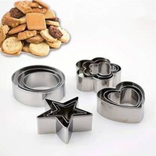 Safestore 12'li Paslanmaz Çelik Kurabiye Kalıbı Kalp, Yıldız, Çiçek, Yuvarlak Kek, Bisküvi Kurabiye Kalıbı