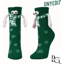 Mıknatıslı El Ele Tutuşan Noel Çorabı – Yeşil
