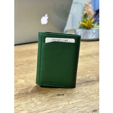 Arı Deri Mekanizmalı Deri Cüzdan Yeşil (Kişiselleştirilebilir)