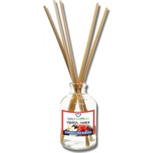 Aşk-ı Sermest Toptan Vanilya&Amber Aromalı Bambu Çubuklu Oda Kokusu Reed Diffuser Ortam Kokusu Parfüm, Oval Şişe, 100 mL, 3 Adet