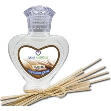 Aşk-ı Sermest Toptan Amber Aromalı Bambu Çubuklu Oda Kokusu Reed Diffuser Ortam Kokusu Parfüm, Kalp Şişe, 60 mL, 10 Adet