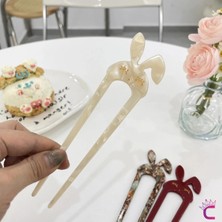 Cinderella Sevimli Tavşan Kulaklı Beyaz Kız Çocuk Topuz Tokası Asetat - Kadın Çubuk Toka Saç Topuz Çubuğu