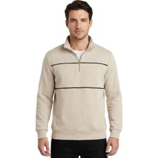 Trender Yarım Fermuarlı 3 Iplik Erkek Sweat 5720 Kum Gri