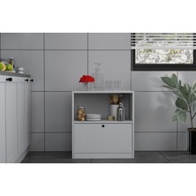 Nettrends Kapaklı Raflı Beyaz  Çok Amaçlı Dolap 65,4 cm  Çıtasız ÇA-D-1139-Ç