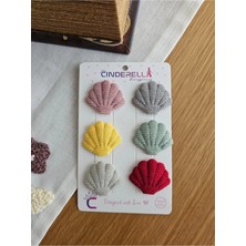 Cinderella 6'lı Deniz Kabuğu Saçsız Bebek Tokası 3.5cm - Yenidoğan Az Saçlı Bebek Klipsli Çıtçıtlı Toka Seti