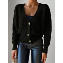 ModaSize Kadın Uzun Kollu Düğme Detay Triko Hırka