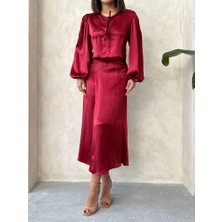 H1Style Kraşlı Saten  Etek