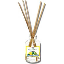 Aşk-ı Sermest Toptan Limon Aromalı Bambu Çubuklu Oda Kokusu Reed Diffuser Ortam Kokusu Parfüm, Oval Şişe, 50 mL , 5 Adet
