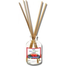 Aşk-ı Sermest Toptan Amber Aromalı Bambu Çubuklu Oda Kokusu Reed Diffuser Ortam Kokusu Parfüm, Oval Şişe, 50 mL , 5 Adet