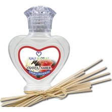 Aşk-ı Sermest Toptan Gül&Yasemin Aromalı Bambu Çubuklu Oda Kokusu Reed Diffuser Ortam Kokusu Parfüm, Kalp Şişe, 60 mL, 5 Adet