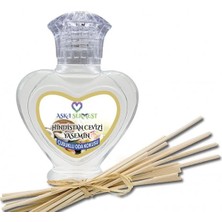 Aşk-ı Sermest Toptan Yasemin Aromalı Bambu Çubuklu Oda Kokusu Reed Diffuser Ortam Kokusu Parfüm, Kalp Şişe, 60 mL, 5 Adet