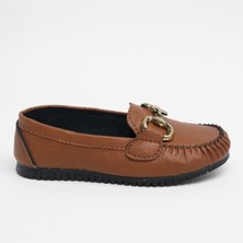 Dosa Shoes Kadın Babet Taba Zincir Tokalı Hafif Rahat Taban Şık Günlük Ayakkabı