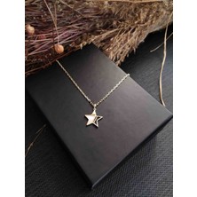 Generic 925 Ayar Gümüş Gold (Altın ) Renkli Sedefli Kadın Kolye -  Yıldız Detaylı