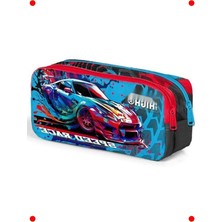 MarkEntegra Gri Mavi Yarış Arabası Iki Bölmeli Kalem Çantası - Erkek