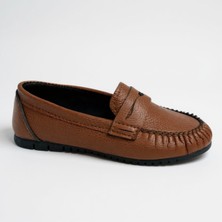 Dosa Shoes Kadın Babet Taba Zincir Tokalı Hafif Rahat Taban Şık Günlük Ayakkabı