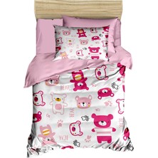 Mira Home Dijital Baskılı 3D Pamuklu Yenidoğan Bebek Nevresim Takımı Bear Toy Pink