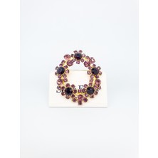 Stella Fortis Mor Kristal Taşlı Çelenk Form Vintage Gösterişli Broş – Sf Signature Serisi